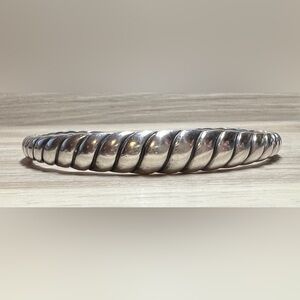Vintage Designer Signed Sterling Carolyn Pollack Silver Twisted Cuff Bracelet